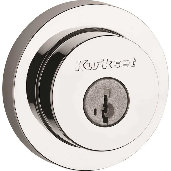 Kwikset Milan Round Single Cylinder Deadbolt SmartKey W/ RCAL Latch and RCS Strike Bright Chrome Finish 158RDT-26S - main